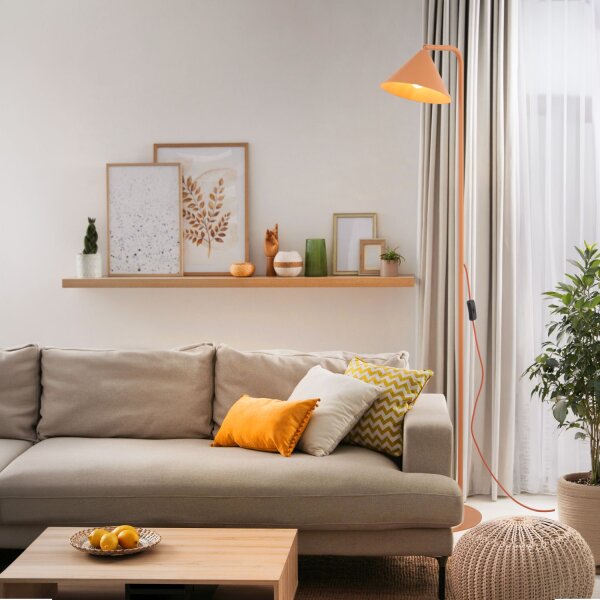 Stehleuchte verstellbar Metall Orange E14 H:141 cm