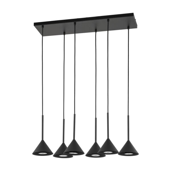 Pendelleuchte 6-flammig Metall Schwarz GU10 L:62 cm