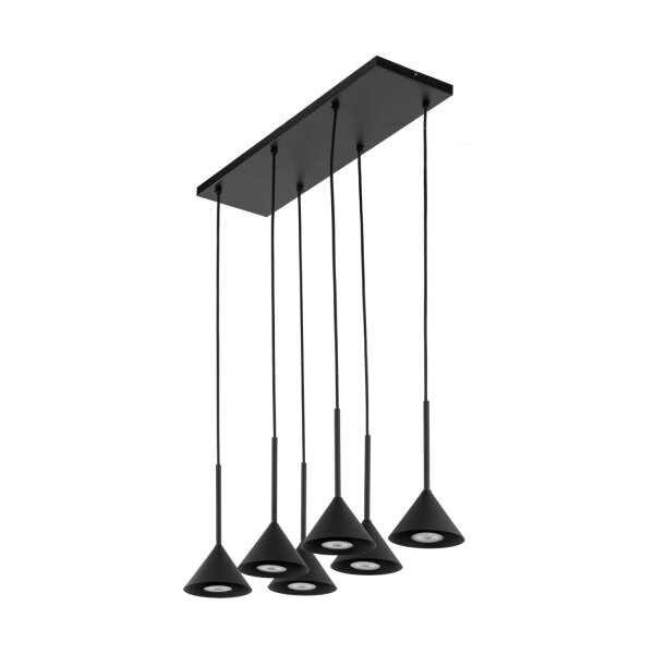 Pendelleuchte 6-flammig Metall Schwarz GU10 L:62 cm