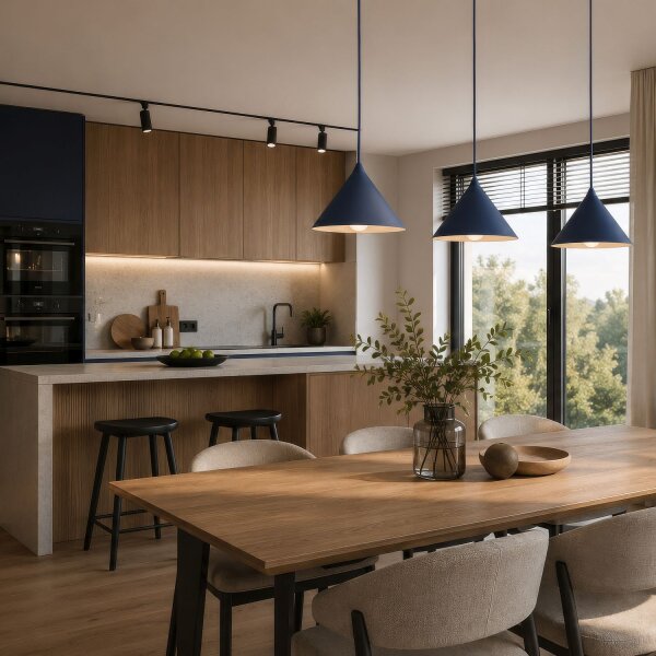 Pendelleuchte Metall Blau Modern E27 Ø21 cm dekorativ