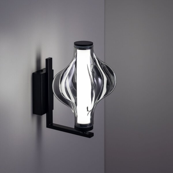LED Wandleuchte Glas 3000K Schwarz Graphit H:26 cm