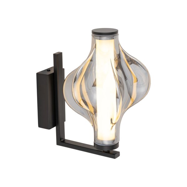 LED Wandleuchte Glas 3000K Schwarz Graphit H:26 cm