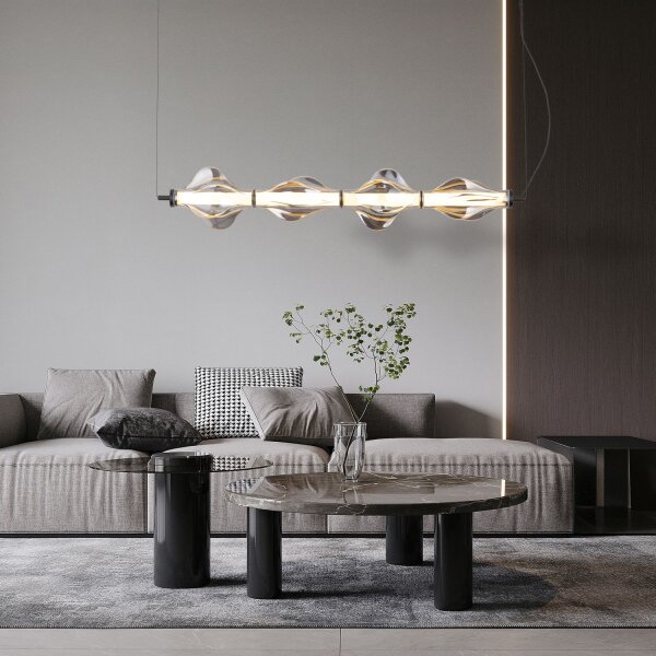 LED Pendelleuchte Glas 3000K Schwarz Graphit 103 cm