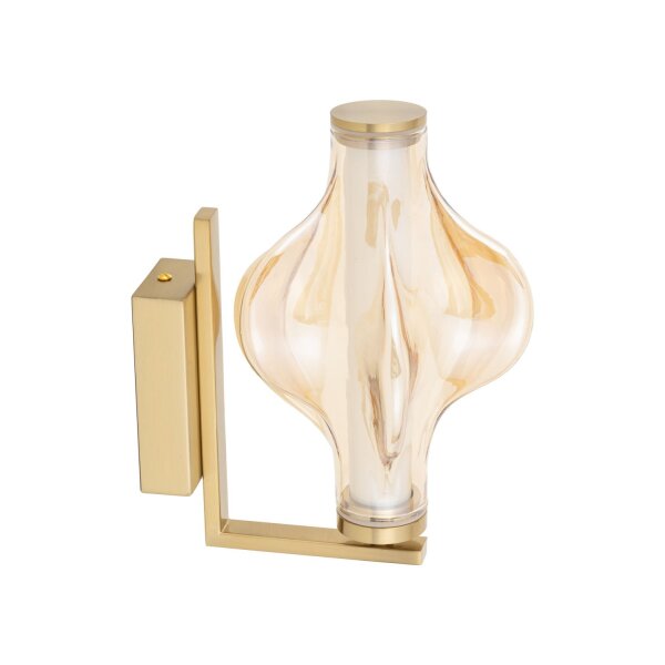 LED Wandleuchte Glas 3000K Metall Messing Rot H:26 cm