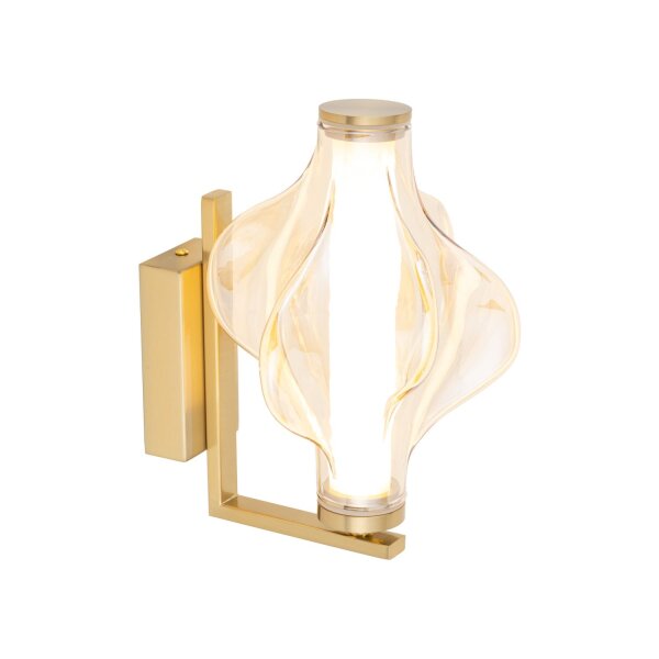 LED Wandleuchte Glas 3000K Metall Messing Rot H:26 cm