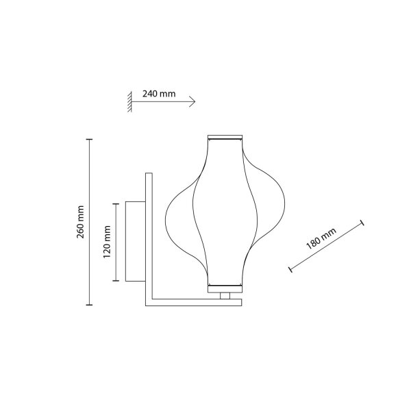 LED Wandleuchte Glas 3000K Metall Messing Rot H:26 cm