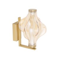 LED Wandleuchte Glas 3000K Metall Messing Rot H:26 cm
