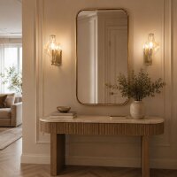 LED Wandleuchte Glas 3000K Metall Messing Rot H:26 cm