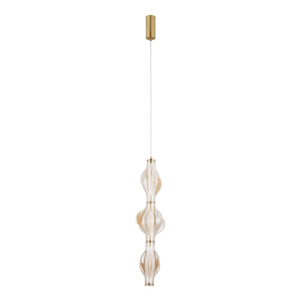 LED Pendelleuchte Glas 3000K Metall Messing Rot Ø18 cm