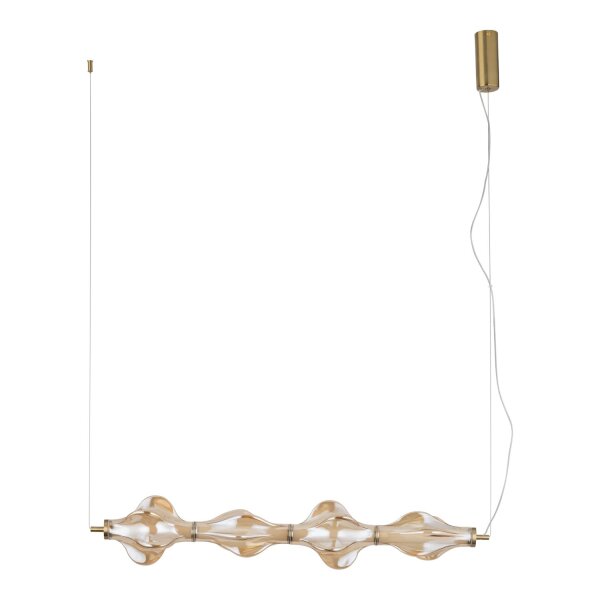 LED Pendelleuchte Glas 3000K Messing Rot L:103 cm