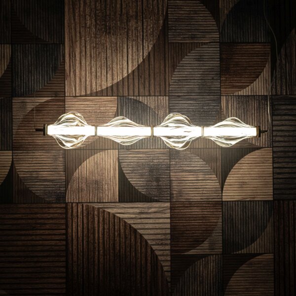 LED Pendelleuchte Glas 3000K Messing Rot L:103 cm