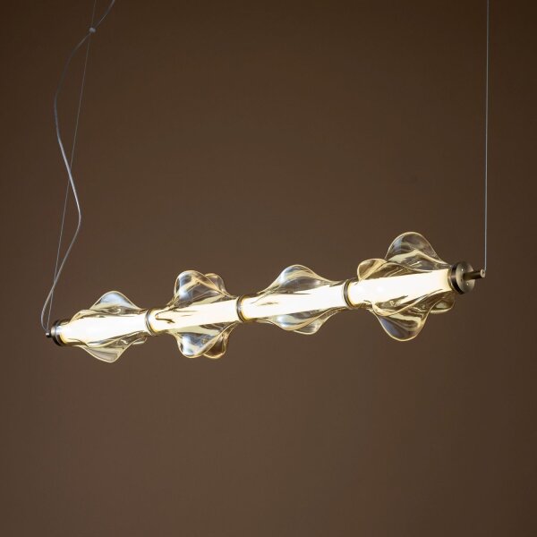 LED Pendelleuchte Glas 3000K Messing Rot L:103 cm