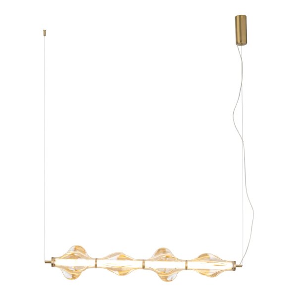 LED Pendelleuchte Glas 3000K Messing Rot L:103 cm