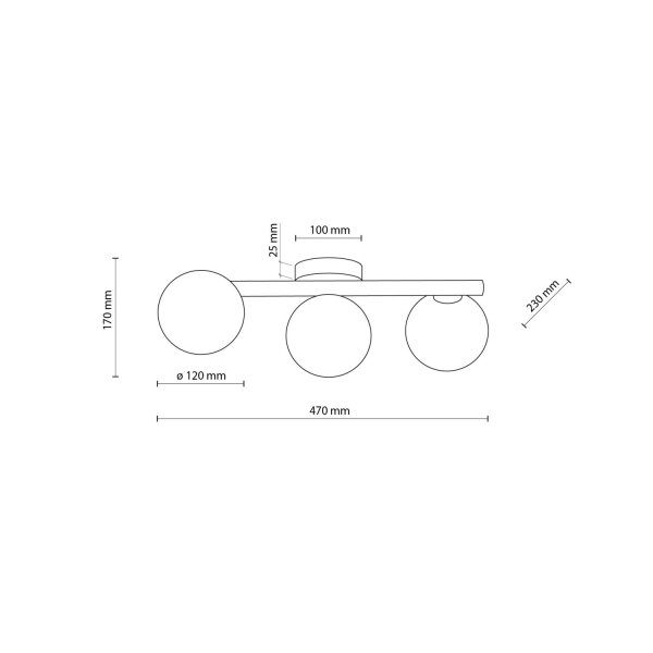 Deckenleuchte 3-flammig Glas Holz Bernstein G9 L:47 cm