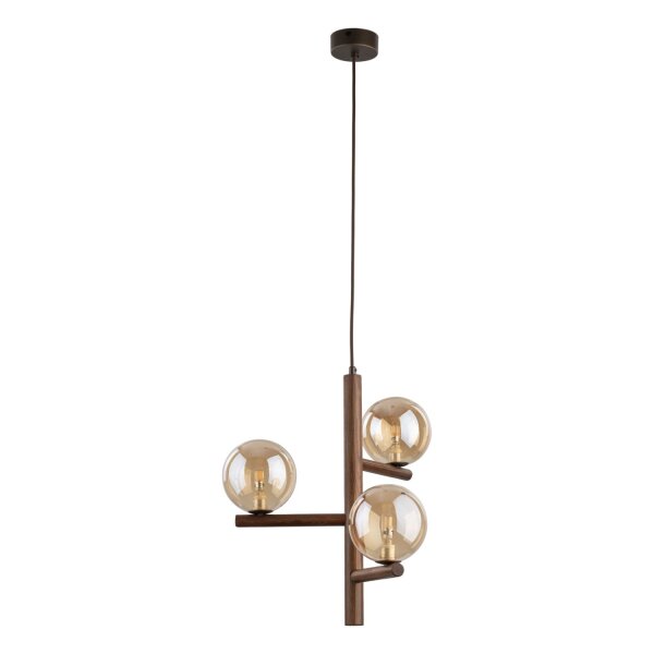 Pendelleuchte 3-flammig Glas Bernstein Nuss G9 33 cm