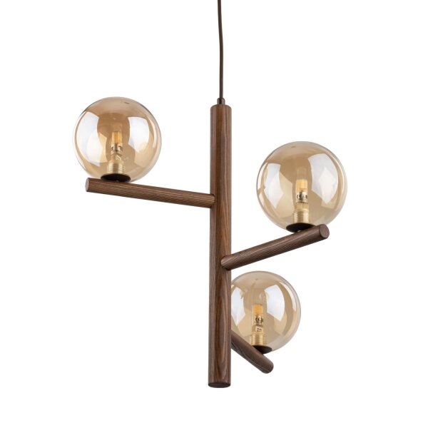 Pendelleuchte 3-flammig Glas Bernstein Nuss G9 33 cm