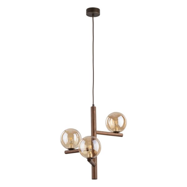 Pendelleuchte 3-flammig Glas Bernstein Nuss G9 33 cm