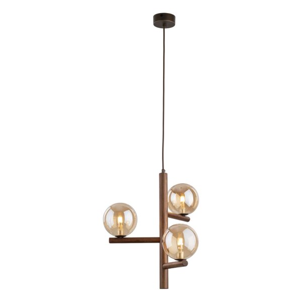 Pendelleuchte 3-flammig Glas Bernstein Nuss G9 33 cm