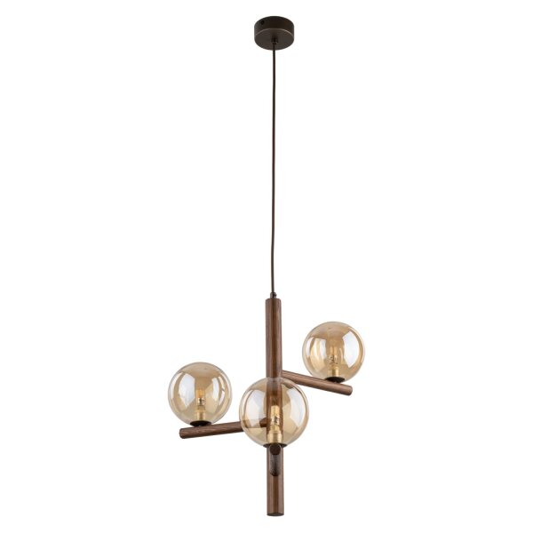 Pendelleuchte 3-flammig Glas Bernstein Nuss G9 33 cm