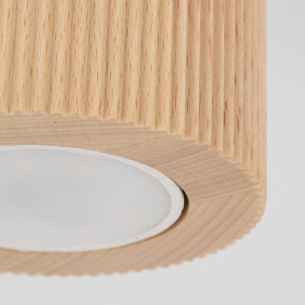 Deckenspot blendarm Holz Buche GU10 rund Ø8 cm Modern
