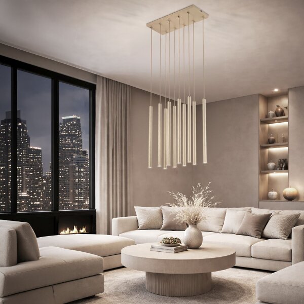 Pendelleuchte mehrflammig Sandfarben Beige G9 L:60 cm