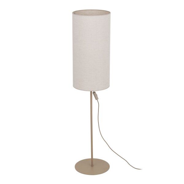 Stehleuchte Stoff Metall Sandfarben Grau E27 H:133 cm