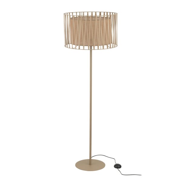 Stehleuchte Stoff Metall Sandfarben E27 158 cm Modern