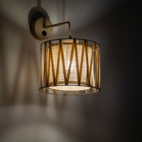Wandleuchte mit Schalter Stoff Sandfarben E27 H:35 cm