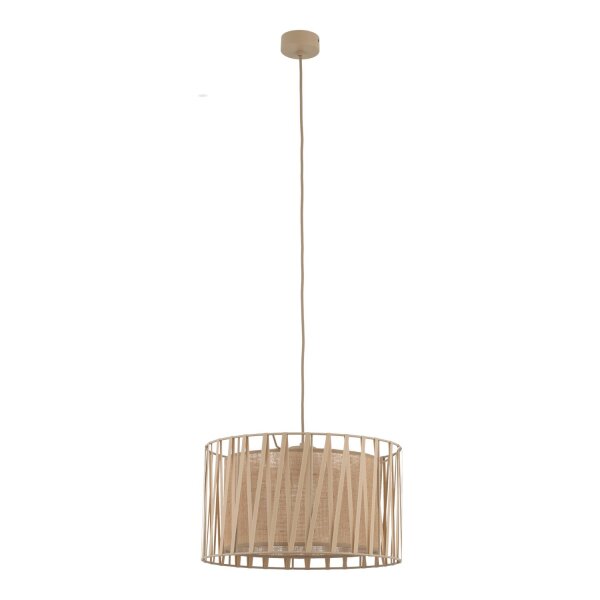 Pendelleuchte 3-flammig Stoff Sandfarben E27 Ø38 cm