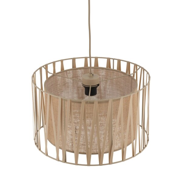 Pendelleuchte 3-flammig Stoff Sandfarben E27 Ø38 cm