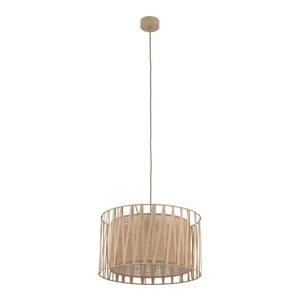 Pendelleuchte 3-flammig Stoff Sandfarben E27 Ø38 cm