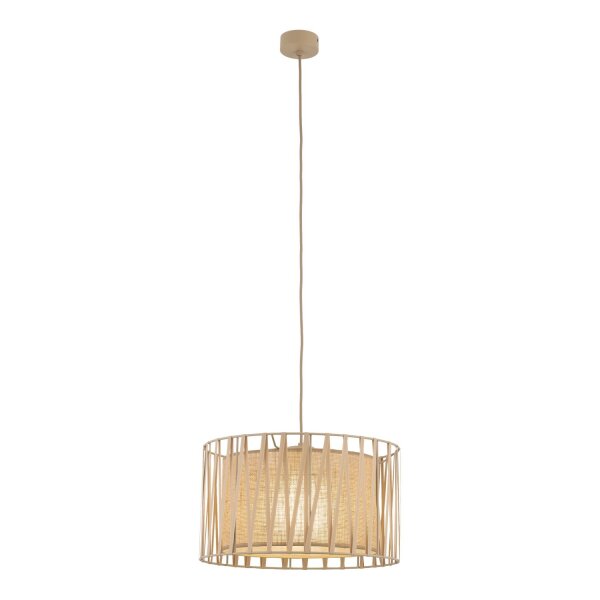 Pendelleuchte 3-flammig Stoff Sandfarben E27 Ø38 cm