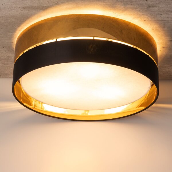 Deckenleuchte 4-flammig Metall Schwarz Gold E27 Ø45 cm