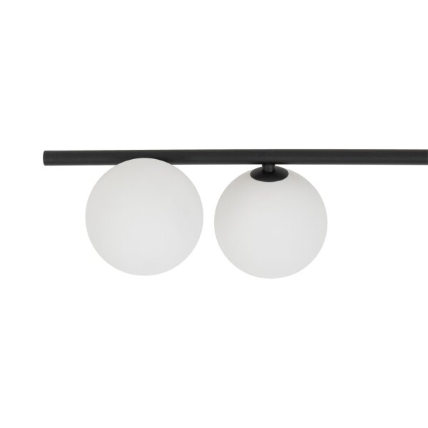 Deckenleuchte 4-flammig Glas Metall Schwarz G9 L:141 cm