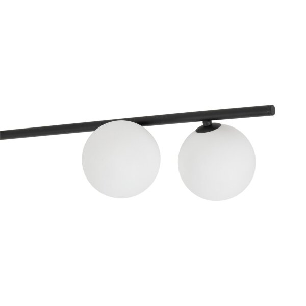 Deckenleuchte 4-flammig Glas Metall Schwarz G9 L:141 cm