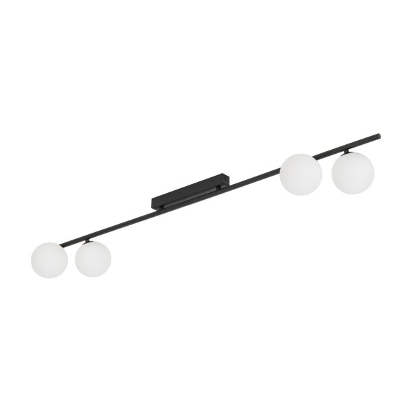 Deckenleuchte 4-flammig Glas Metall Schwarz G9 L:141 cm