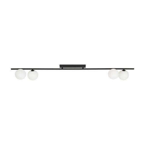 Deckenleuchte 4-flammig Glas Metall Schwarz G9 L:141 cm