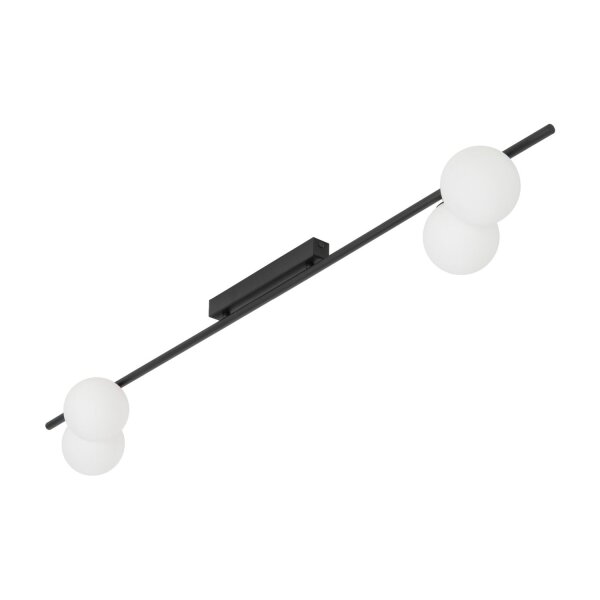 Deckenleuchte 4-flammig Glas Metall Schwarz G9 L:141 cm