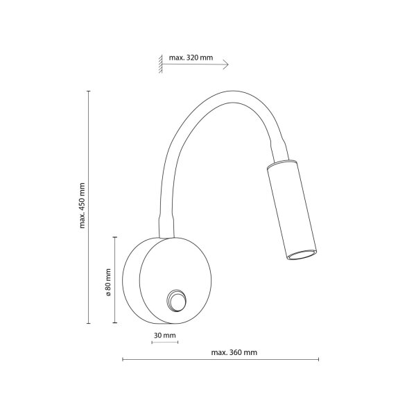 Wandspot mit Schalter verstellbar Olivgrün G9 B:36 cm