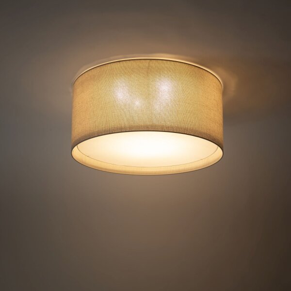 Deckenleuchte 6-flammig Stoff Beige E27 Ø77 cm rund