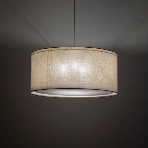 Pendelleuchte 3-flammig Stoff Beige E27 Ø77 cm blendarm