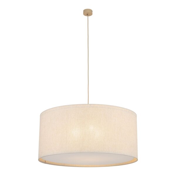 Pendelleuchte 3-flammig Stoff Beige E27 Ø77 cm blendarm