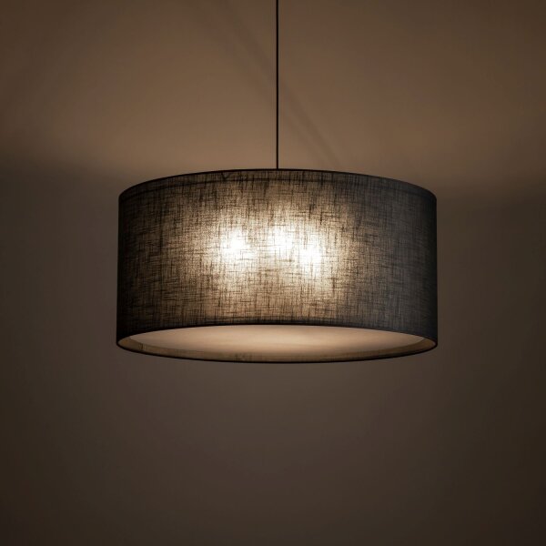 Pendelleuchte 3-flammig Stoff Metall Schwarz E27 Ø77 cm