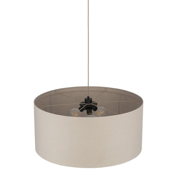Pendelleuchte 3-flammig Stoff Sandfarben E27 Ø77 cm