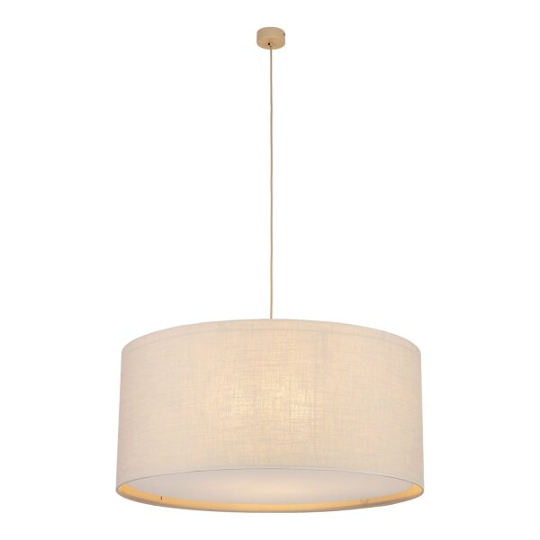 Pendelleuchte 3-flammig Stoff Sandfarben E27 Ø77 cm