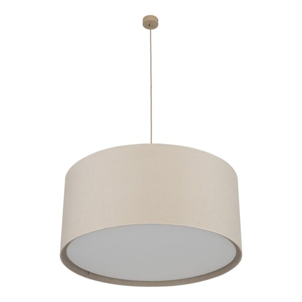 Pendelleuchte 3-flammig Stoff Sandfarben E27 Ø77 cm