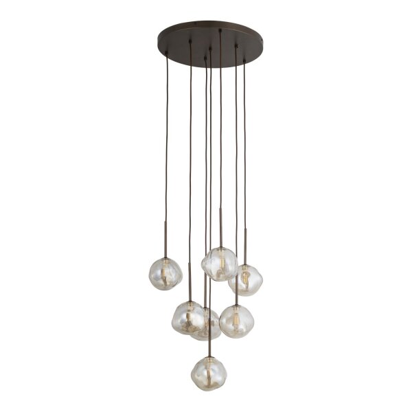 Pendelleuchte 7-flammig Glas Braun Cognac G9 Ø48,5 cm