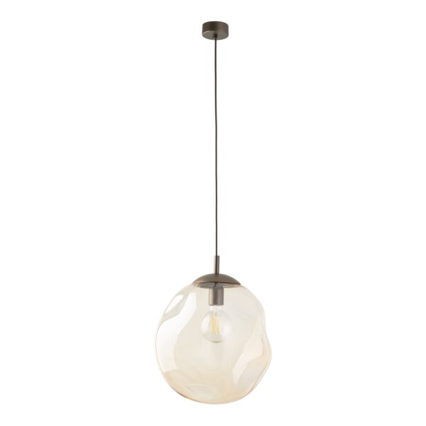 Pendelleuchte Glas Metall Braun Bernstein E27 Ø35 cm