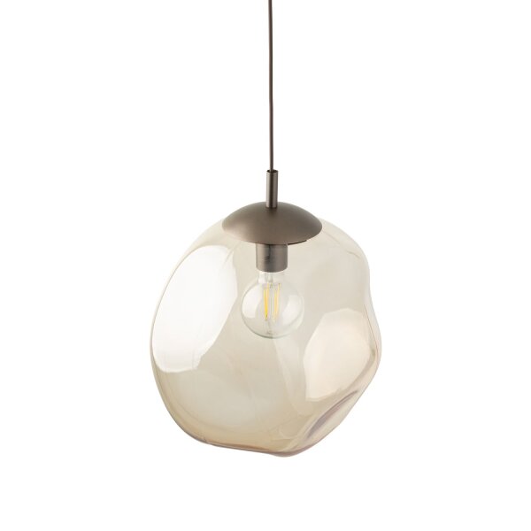 Pendelleuchte Glas Metall Braun Bernstein E27 Ø35 cm