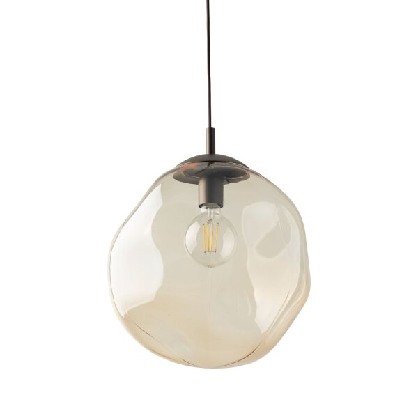 Pendelleuchte Glas Metall Braun Bernstein E27 Ø35 cm
